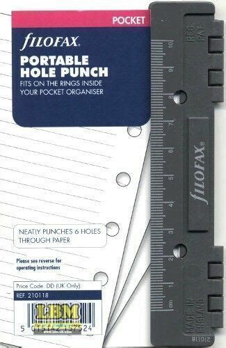 Filofax Pocket Size Portable 6 Six Hole Punch Insert Organiser Refill