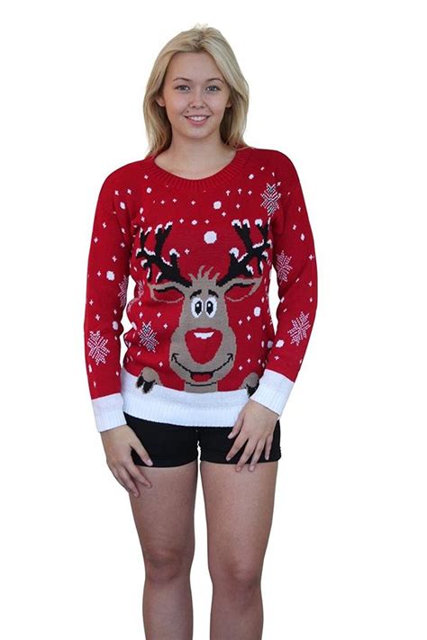Girl Talk Clothing Christmas Novelty Knitted Reindeer Jumper Cute Christmas Sweater Christmas