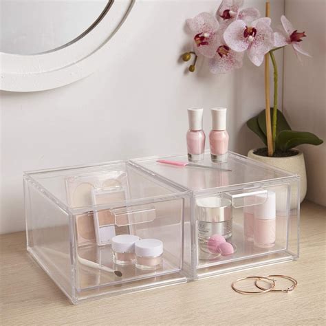 Wbbooming home care medicine cabinet plastic storage boxes rectangle storage box portable and fashion color storage boxes & bins. STORi + Audrey Stackable Cosmetic Organizer Drawers
