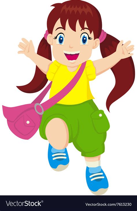 Happy Little Girl Royalty Free Vector Image Vectorstock