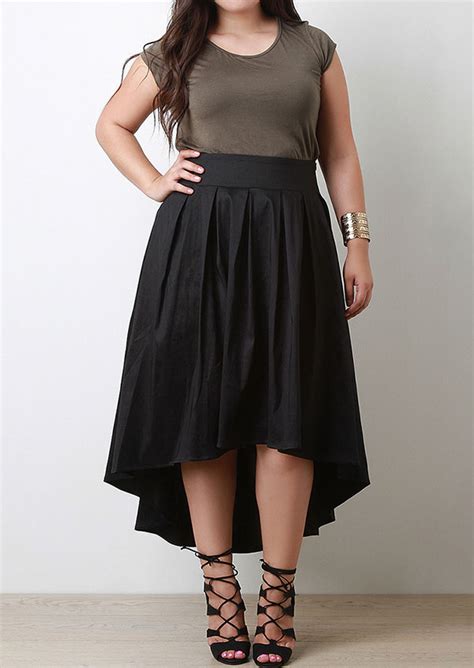 Plus Size Solid Zipper Asymmetric Skirt Fairyseason