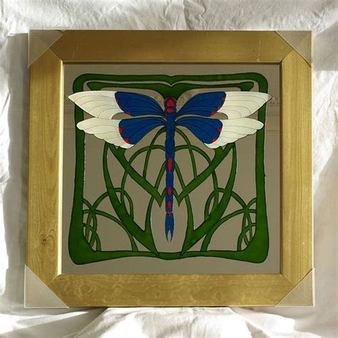Art Nouveau Dragonfly Glass Painting Dragonfly Wall Art Dragonfly