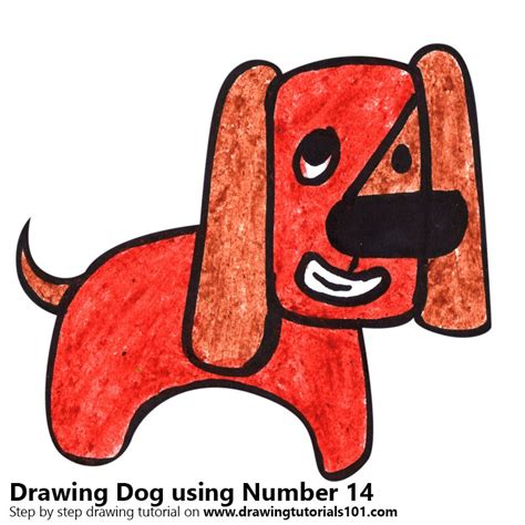Please go to facebook and like us! Learn How to Draw a Dog using Number 14 (Animals with ...