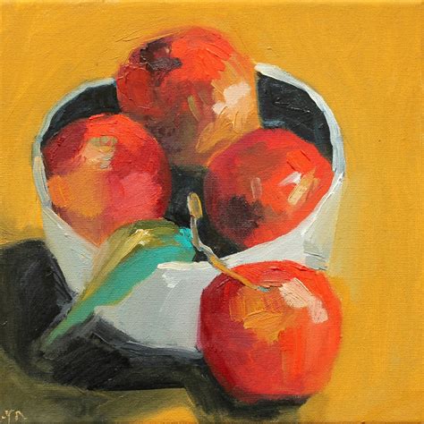 Fruit Bowl Apple Oil Painting Original Fruit Oil Painting Etsy