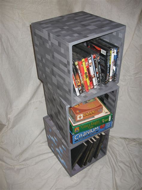 To emphasize the minecraft experience, you may add some stickers in the wall as pictured. MineShelves | Minecraft bedroom, Minecraft room, Diy minecraft