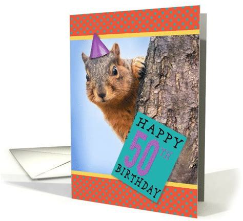 98th Birthday 50th Birthday Cards Cute Squirrel Greeting Card Artist