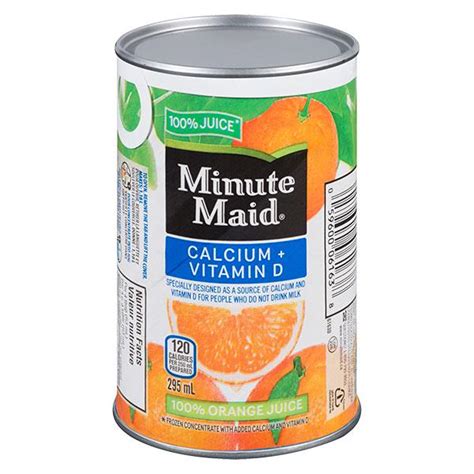 Minute Maid Frozen Concentrate 100 Orange Juice Calcium Vitamin