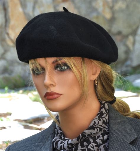 Black Wool Beret Black Winter Hat Black Wool Hat Cap French Beret