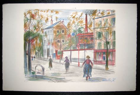 Walkers On A Street In Paris Original Art By Maurice Utrillo Picassomio