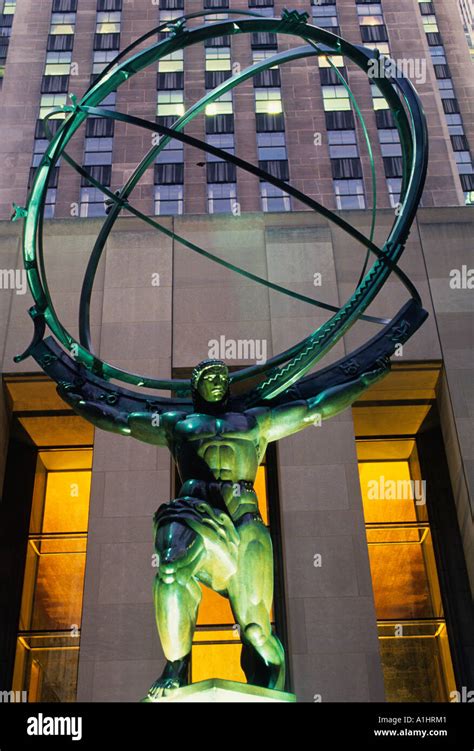 New York City Fifth Avenue Rockefeller Center Illuminated Statue Of