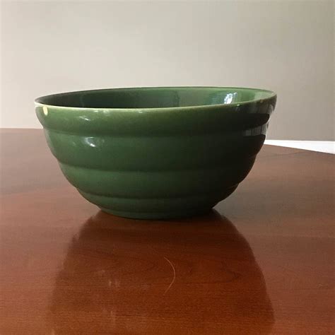 Vintage Bowl Green Glaze Mccoy Style Bowl Pottery Batter Etsy