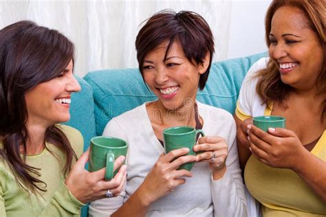 Diverse Group Of Women Talking And Laughing Stock Image Image Of