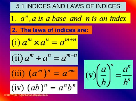 Additional Mathematics Indices And Laws Of Indices