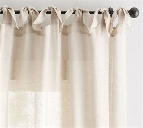 Why pay for a rustic look that you can make for yourself on the cheap? Belgian Flax Linen Sheer Tie-Top Curtain - Flax | Pottery Barn