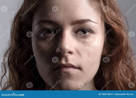Sad Woman Crying Sitting On Sofa Royalty Free Stock Image 33572596