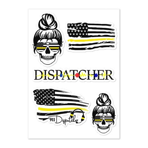 911 Dispatcher Sticker Sheet 5 Stickers Thin Gold Line Flag Etsy