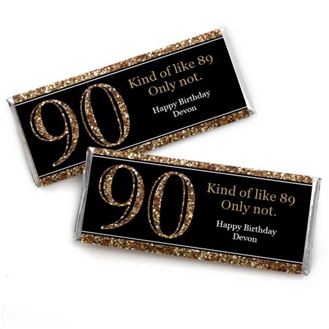 90th Birthday Candy Bar Wrappers Adult 90th Birthday Gold Etsy