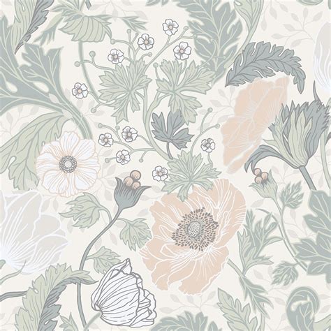 2948 33000 Anemone Light Grey Floral Wallpaper By A Street Prints