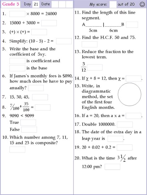 The following subtraction worksheets deal with only the numbers one through ten. Mental Math Grade 5 Day 21 | Mental math, Math olympiad, Mental maths worksheets