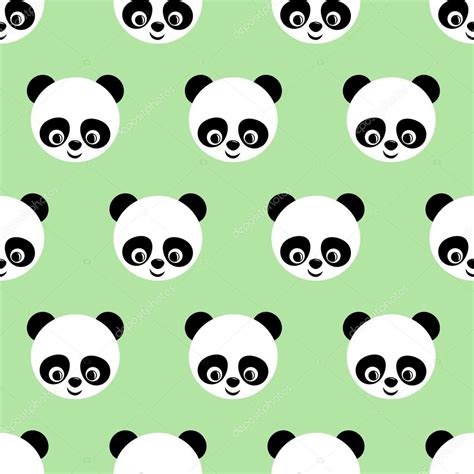 Panda Seamless Pattern On Light Green Background Cute Vector