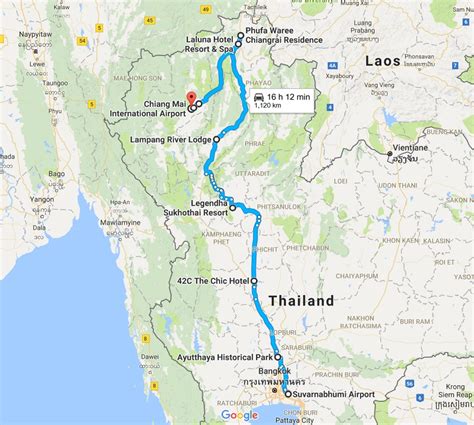 The distance between bangkok and chiang mai is 568 km. Thailand Self Drive - 8 Days Itinerary Summary from ...