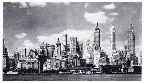 The skyline seen now could be chicago, los. Lower Manhattan skyline as it looked in the 1940's. (With ...