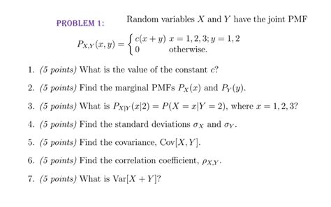 solved random variables x and y have the joint pmf problem 1