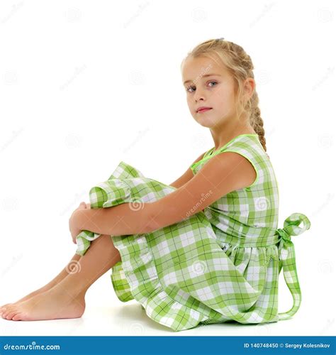 Little Girl Is Sitting On The Floor Stock Photo Image Of Happiness