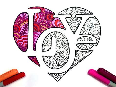 Love Herz Pdf Malseite Etsyde Zentangle Art Mandala Design Art