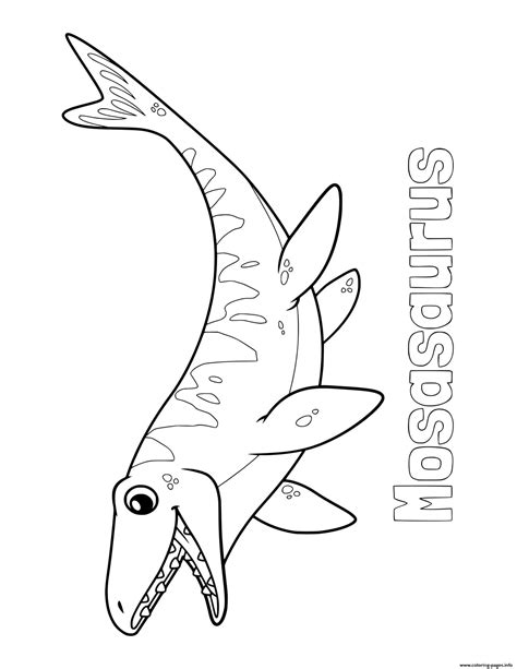 Dinosaur Mosasaurus Coloring Page Printable 138