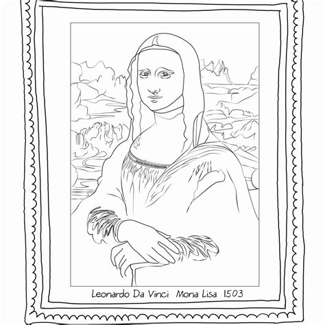 Arts & culture, famous paintings. Mona Lisa Coloring Page Best Of Lisa Coloring Pages at ...