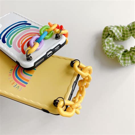 cute korean iphone case with strap rainbow phone case with etsy