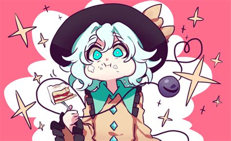 Koishi Stuffing Her Mouth With Cake Touhou