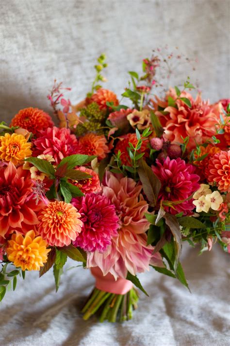 Colorful Autumn Dahlia Bridal Bouquet | Dahlia wedding bouquets, Dahlia
