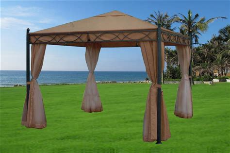 Choose the frame that fits your client's budget. 10 x 10 Beige Gazebo Canopy