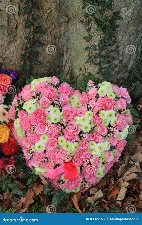 Heart Shaped Sympathy Flowers Stock Image Image Of Flowers Pink