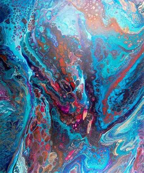 Teal Purple Abstract Art Acrylic Pour Fluid Art Abstract Etsy