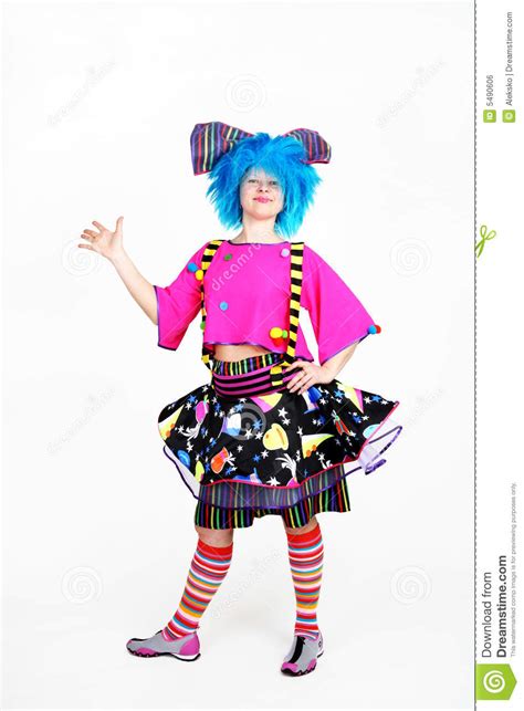 Clown With Blue Hair Stock Photo Image Of Laughing Adult 5490606