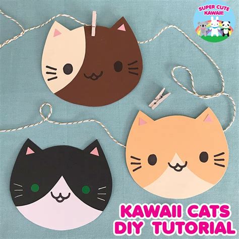 Diy Kawaii Cats Paper Craft Tutorial Super Cute Kawaii Kawaii Diy