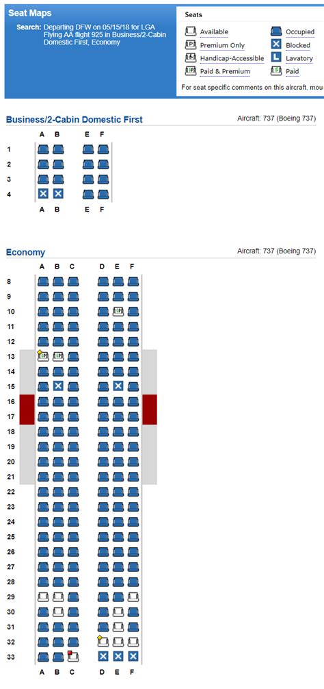 14 Seating Chart Boeing 737 800 American Airlines