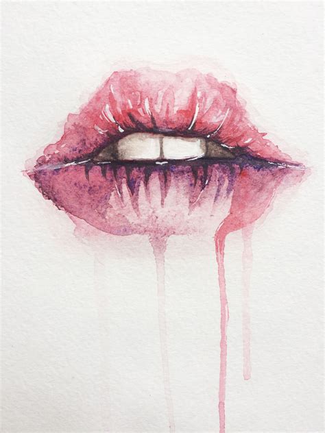 Watercolor Lips Акварельные иллюстрации Губы живопись