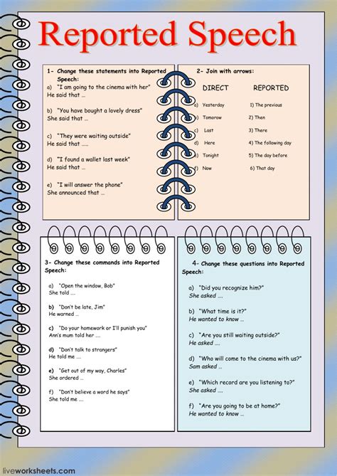Reported Speech English Esl Worksheets Reported Speec