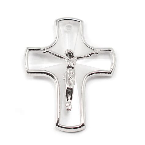 Crystal Cross Pendant With Sterling Silver Large Ghirelli Rosaries