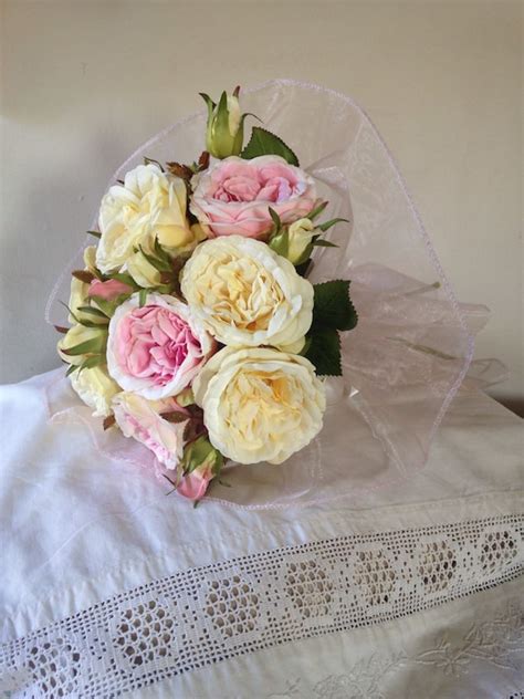 Artificial Silk Cabbage Roses Bridal Bouquet