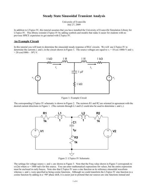 Steady State Sinusoidal Transient Analysis Csserver University Of