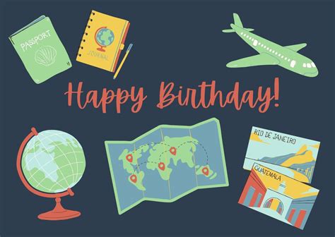 Travel Themed Happy Birthday Greetings Card Sustainable Etsy Singapore