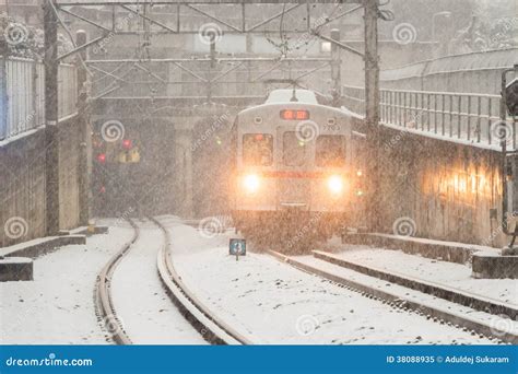 Train Plowing Through Snow Storm Editorial Image Image Of Snowfall