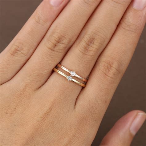 Minimalist Engagement Ring Diamond Simple Thin Dainty Etsy