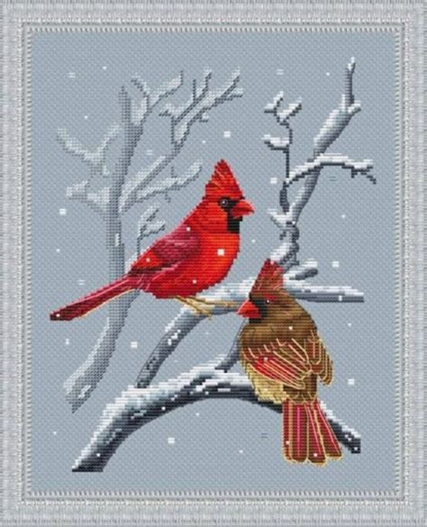 Cardinals Counted Cross Stitch Pattern Etsy Cross Stitch Patterns