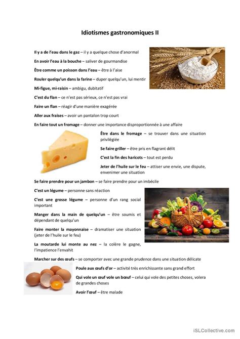 Restaurant cuisine Français FLE fiches pedagogiques pdf doc